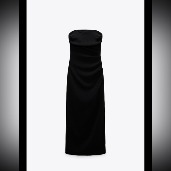 ZARA STRAIGHT NECK MIDI DRESS - Picture 7 of 9